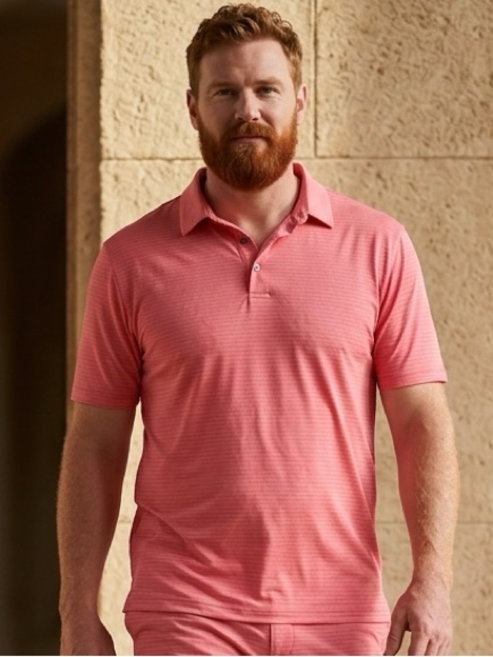 NWT PGA Tour Men’s Heather Pink-Red Design Polo - Size 2XLT